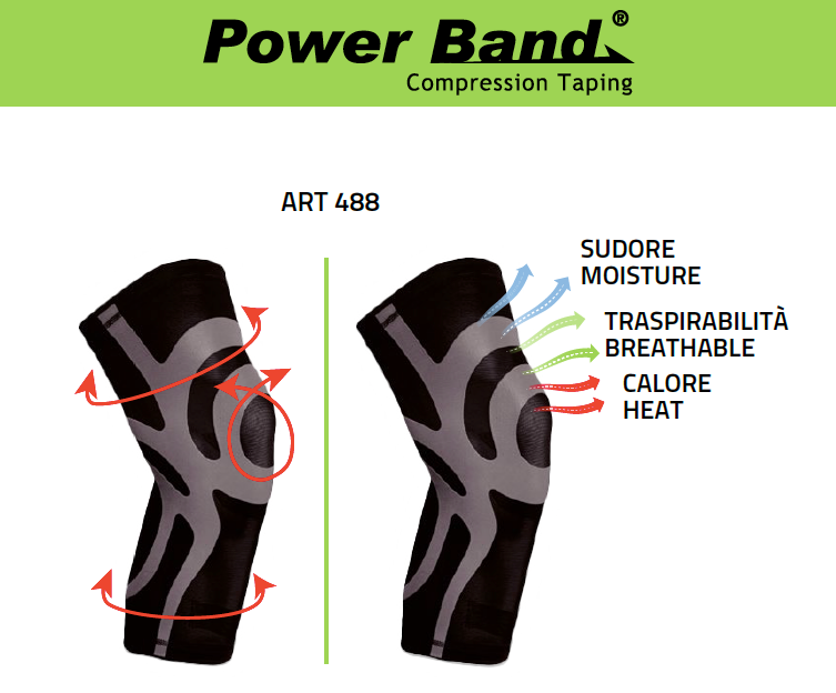 GINOCCHIERA ELASTICA POWER BAND TAPING® Art.488 ORIONE®